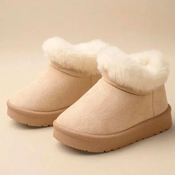 Bottes de neige plates pour filles avec doublure en fausse fourrure kaki