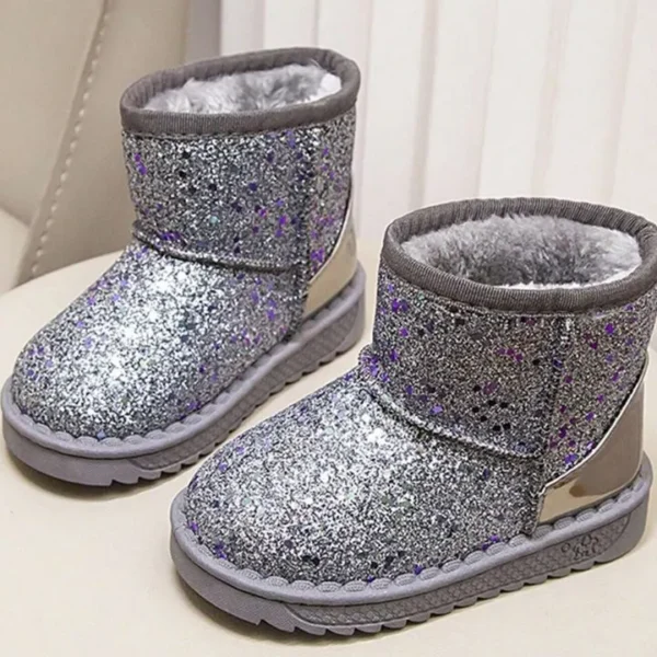 Bottes de neige brillantes pour enfans avec doublure epaissie